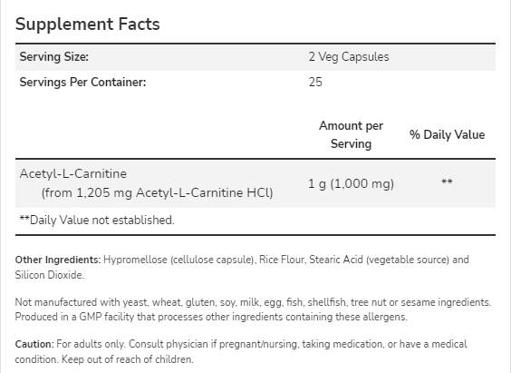Acétyl L-carnitine - 200 capsules