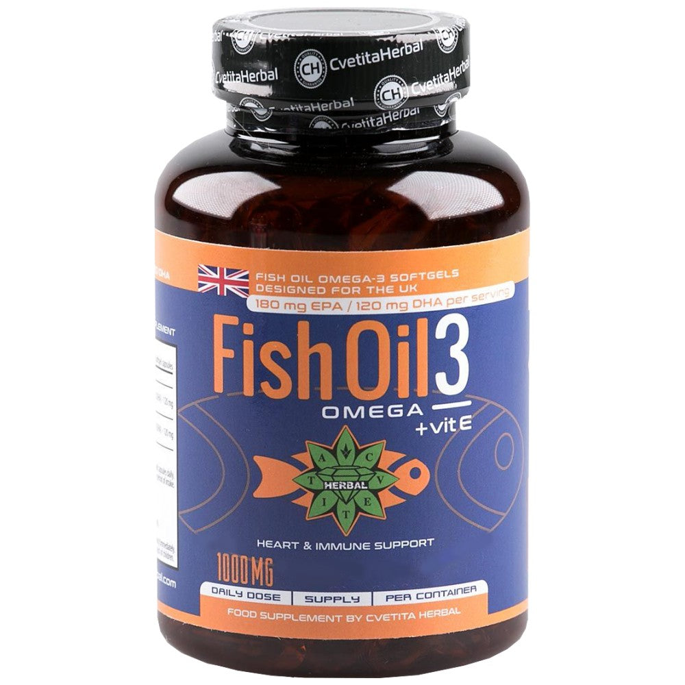 Huile de poisson 3 + vitamine E 1000 mg - 90 capsules de gel
