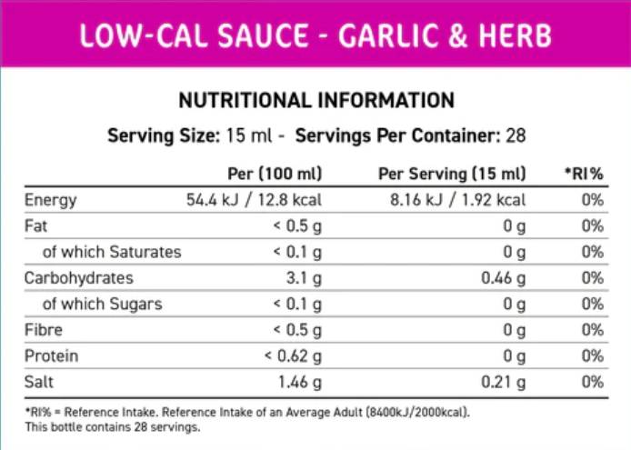 Ajuster Sauce à faible teneur en calcul | Ail et herbe - 425 ml