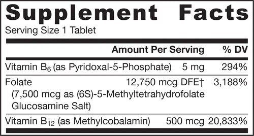 Folate forte - méthyl folate + méthyl b12 + p-5-p - folate 30 comprimés