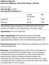 Acide folique 400 MCG | Avec Vit D3 10 mcg - 90 comprimés
