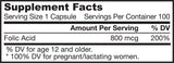 Capsules d'acide folique 800 mcg 100