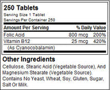 Acide folique 800 mcg - 250 comprimés
