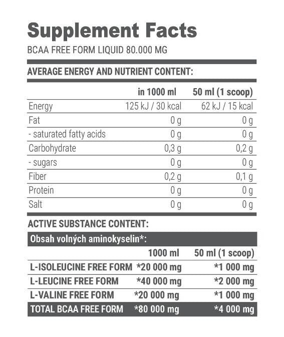 Forme gratuite BCAA liquide 80000 mg - 1000 ml