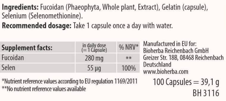 Extrait de fucoidan 280 mg - 100 capsules