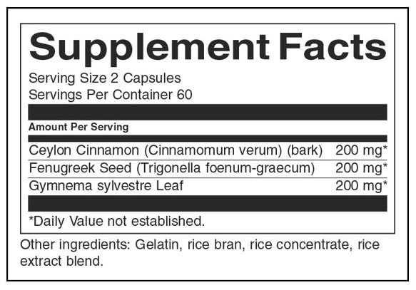 Spectre complet cannelle, fenugreek et gymnema - 120 capsules