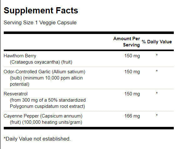 Spectrum complet Soins cardiovasculaires à base de plantes 616 mg - 30 capsules