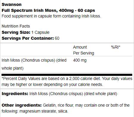 Spectrum complet Irish Moss 400 mg - 60 capsules