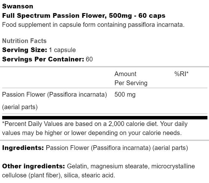 Spectre complet Fleur de passion 500 mg 60 capsules