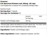 Feuille de plantain à spectre complet 400 mg 60 capsules