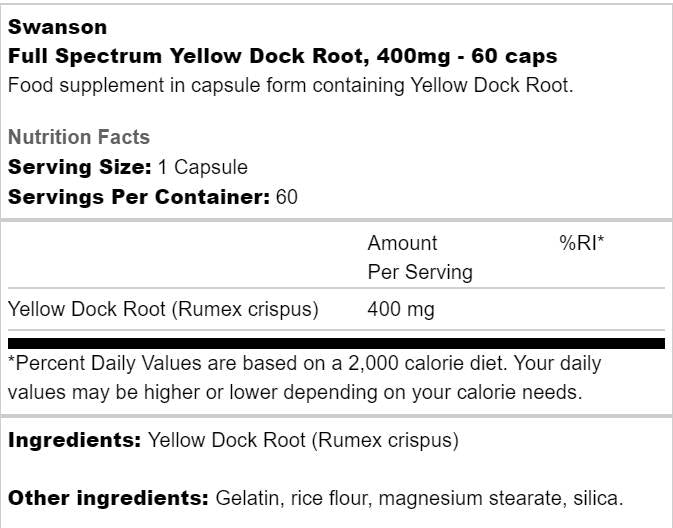 Racine de quai jaune à spectre complet 400 mg 60 capsules