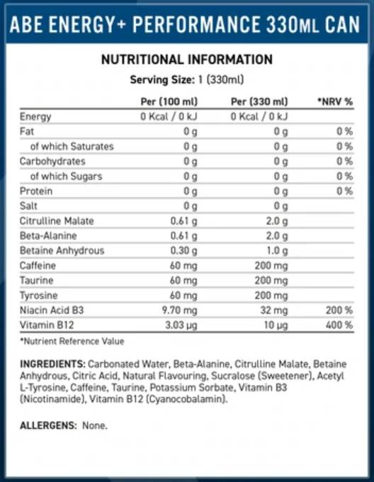 Abe Energy + Performance | Tout noir tout prêt-à-boire - 330 ml