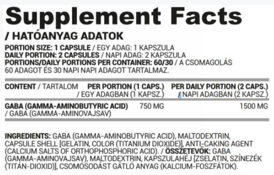 GABA 750 mg - 60 capsules
