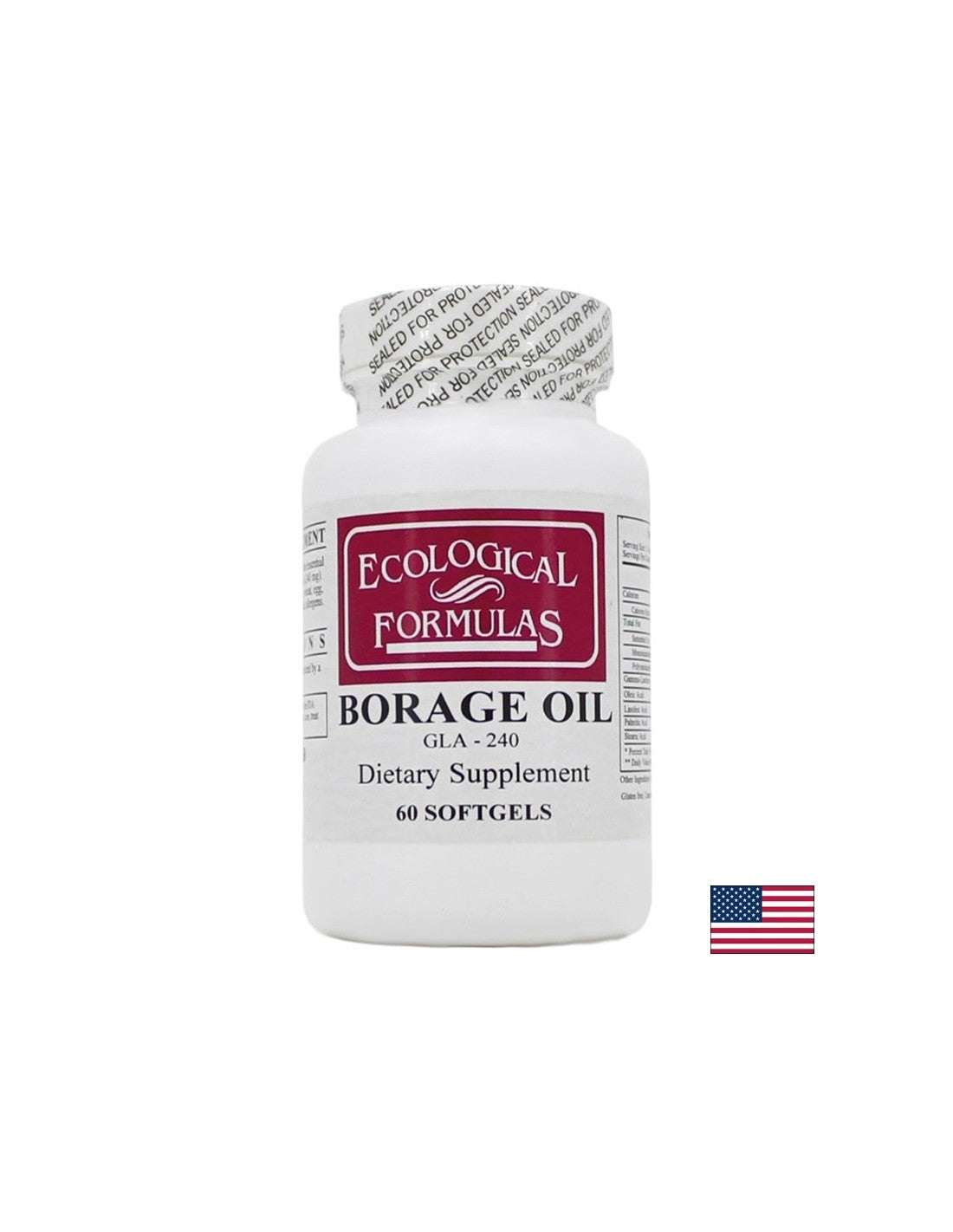 Borage (huile) GLA 240 - déséquilibre hormonal, peau enflammée et arthrite, 60 capsules de gégettes