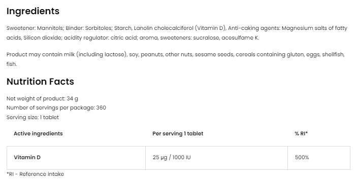 Vitamine D3 1000 enfants | Comprimés de sublinguaux de Lozenges 360