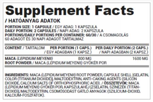 Racine de maca 800 mg - 60 capsules