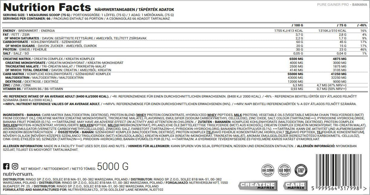 Gainer Pro Pure - 5000 grammes