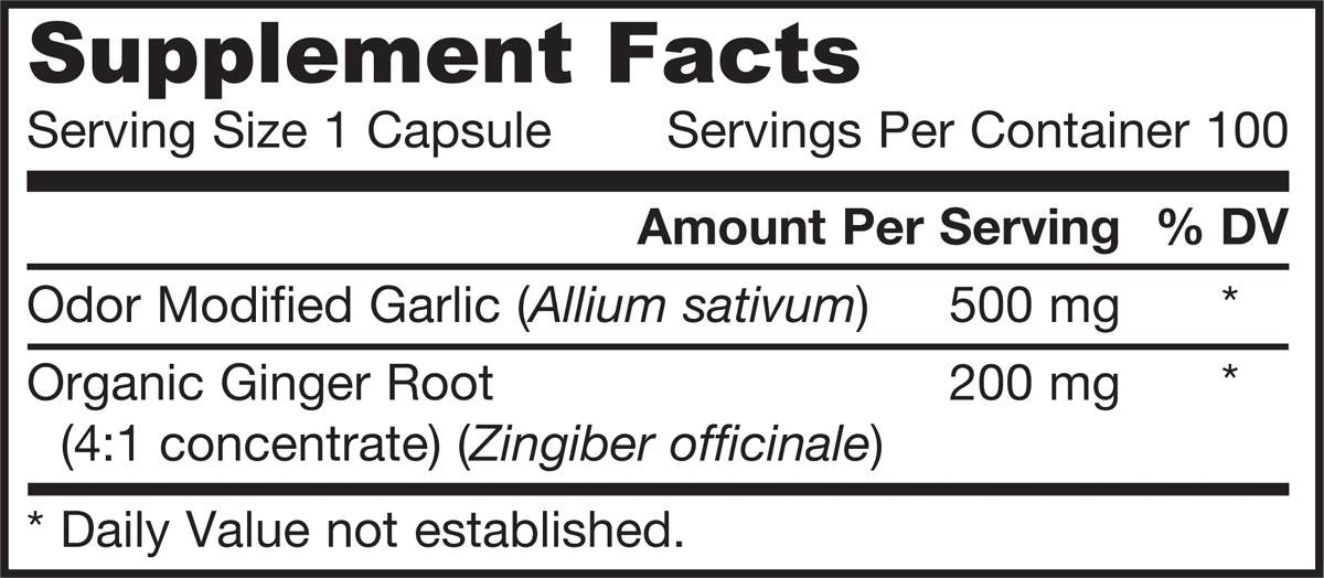 Capsules à l'ail et au gingembre 700 mg 100