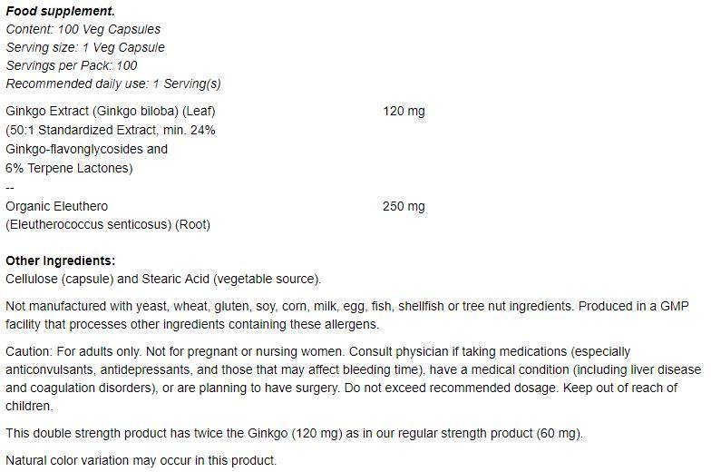 Ginkgo biloba 120 mg/double résistance - 200 capsules
