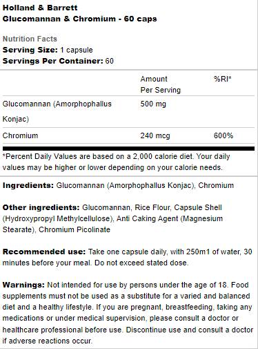 Glucomannane et chrome - 60 capsules