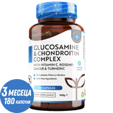 Glucosamine Chondroïtine /180 capsules, 90 jours/ avec curcuma, gingembre et vitamine C <tc>Nutravita</tc>