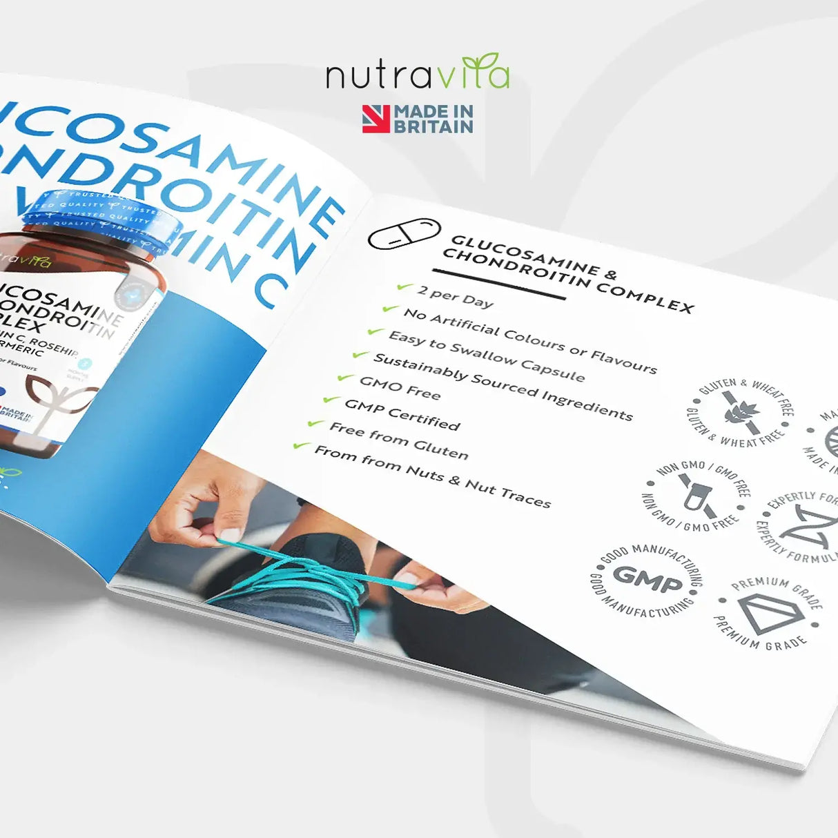Glucosamine Chondroïtine /180 capsules, 90 jours/ avec curcuma, gingembre et vitamine C <tc>Nutravita</tc>