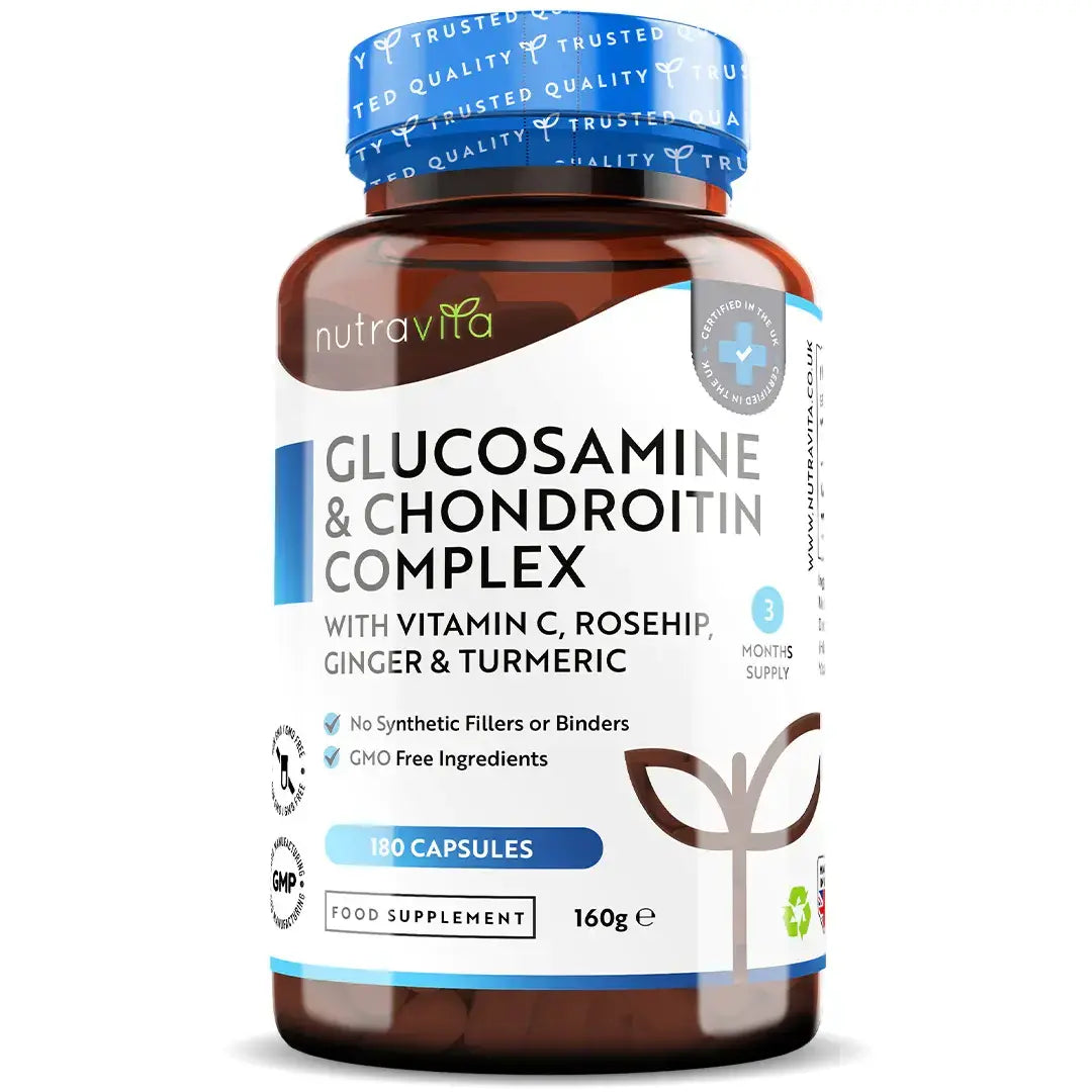 Glucosamine Chondroïtine /180 capsules, 90 jours/ avec curcuma, gingembre et vitamine C <tc>Nutravita</tc>