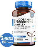 Glucosamine Chondroïtine /180 capsules, 90 jours/ avec curcuma, gingembre et vitamine C <tc>Nutravita</tc>