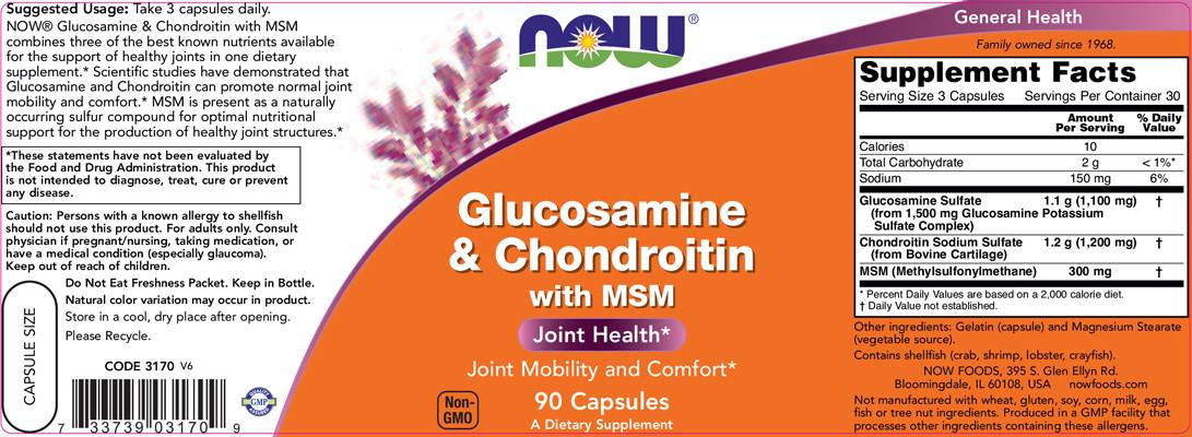 Glucosamine et chondroïtine + MSM - 90 capsules