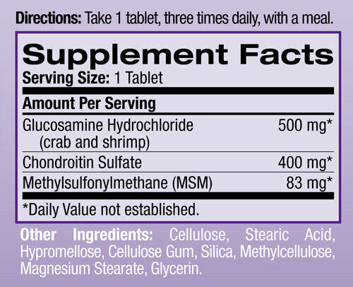 Glucosamine Chondroitine MSM 90 Tabs.