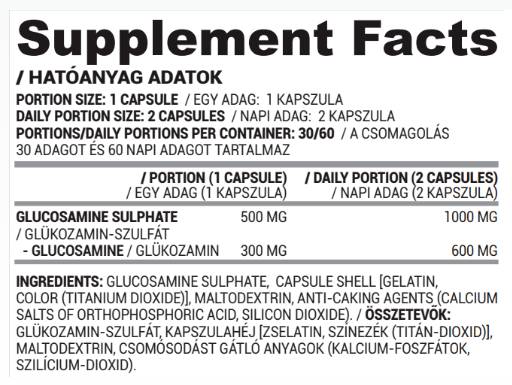 Sulfate de glucosamine 500 mg - 60 capsules