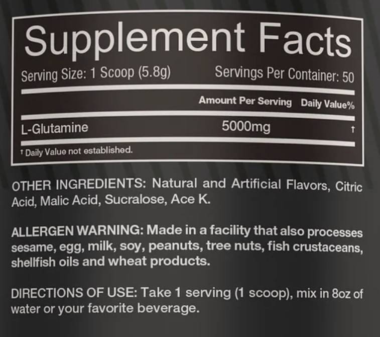 Poudre de glutamine | 360 grammes aromatisés