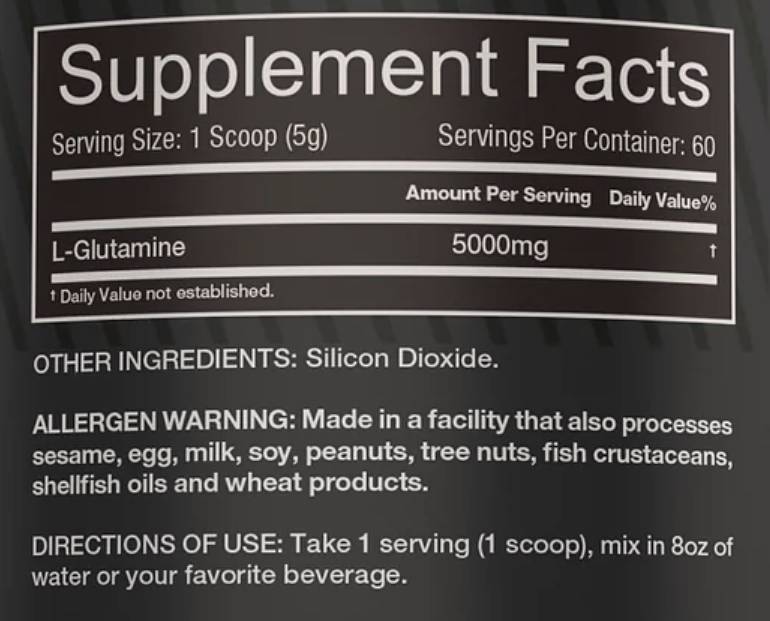 Poudre de glutamine | 300 grammes sans saveur