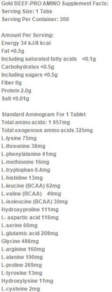 Onglets Gold Beef-Pro-Amino Mega - 300 comprimés