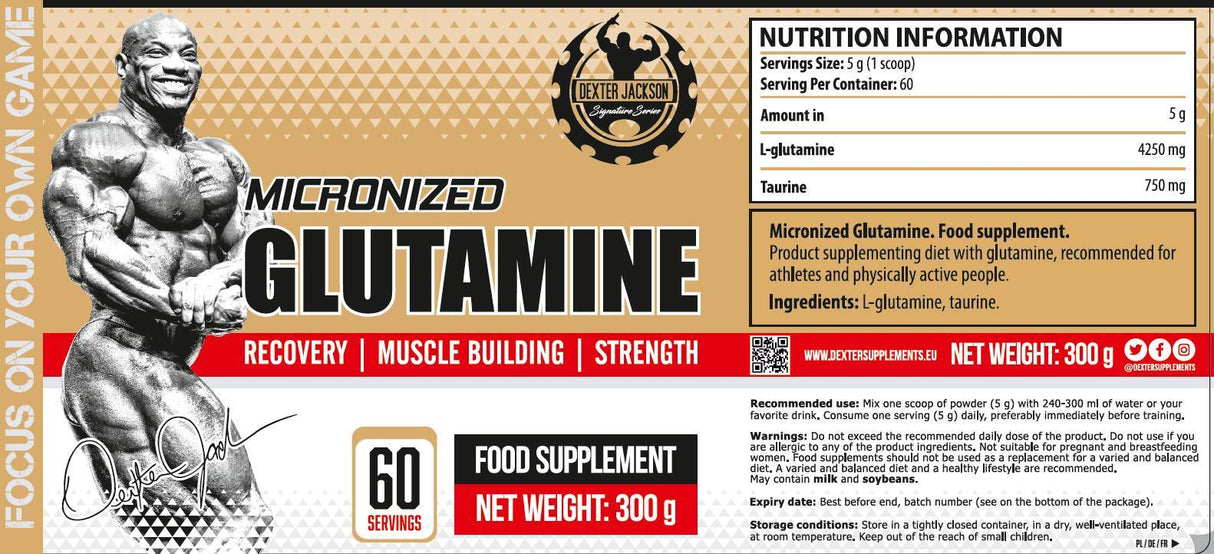 Série d'or | Glutamine micronisée avec de la taurine - 300 grammes