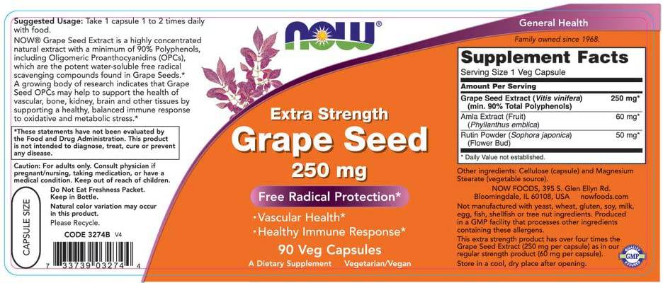Graine de raisin 250 mg/force supplémentaire - 90 capsules