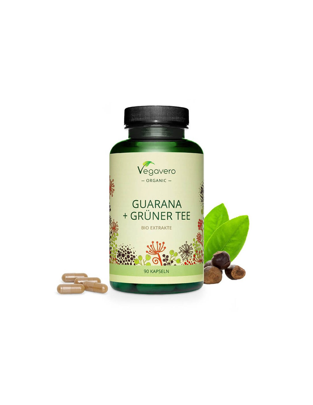 Guarana + Grüner Tee Bio Extrakte - Extrait de guarana et de thé vert, 90 <tc>Vegavero</tc> capsules