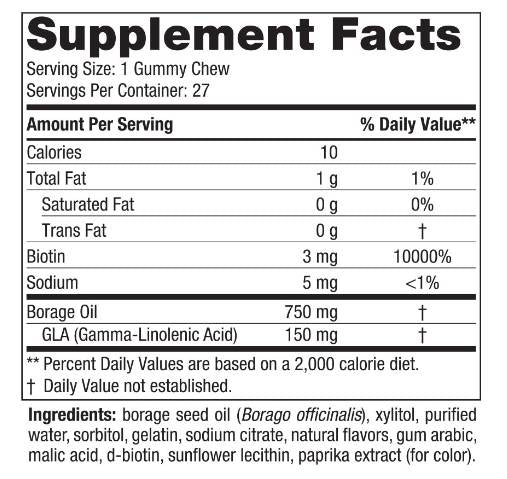 Hair & Skin Gummy Chews - 27 bonbons gommeux