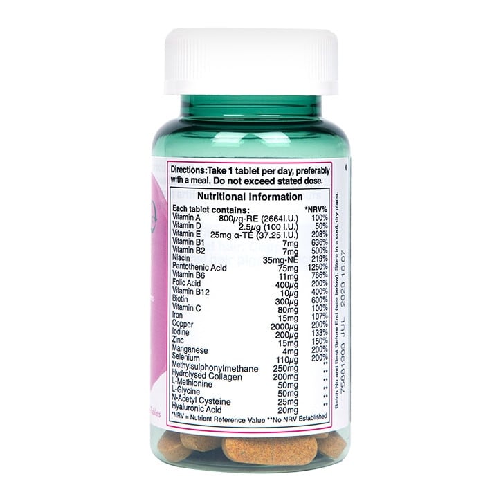 Vitamines pour les cheveux avec du collagène (vitamines de cheveux) 60 comprimés Holland & Barrett