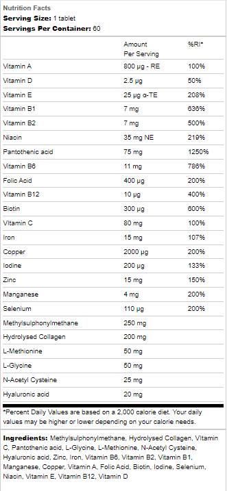 Vitamines capillaires | Avec de la biotine, du zinc et du cuivre 60 comprimés
