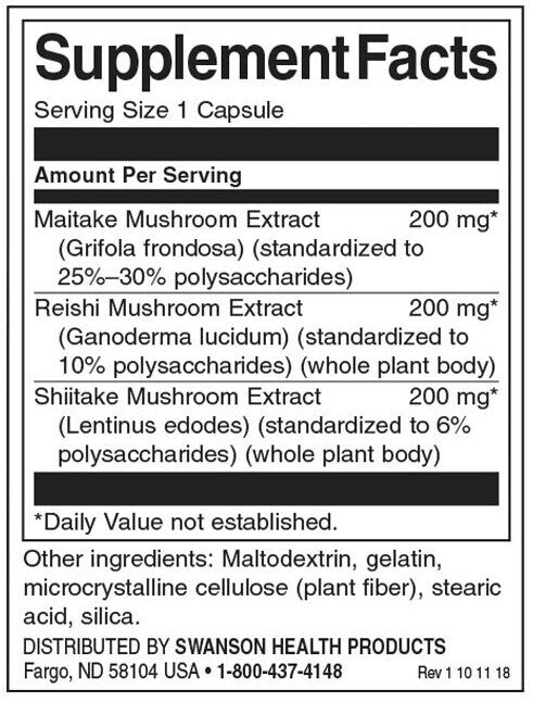 Complexe standardisé à triple champignon à haute puissance - 60 capsules