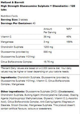 Sulfate de glucosamine à haute résistance + chondroïtine - 120 comprimés