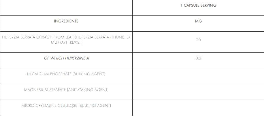 Huperzine A 200 mcg 60 comprimés