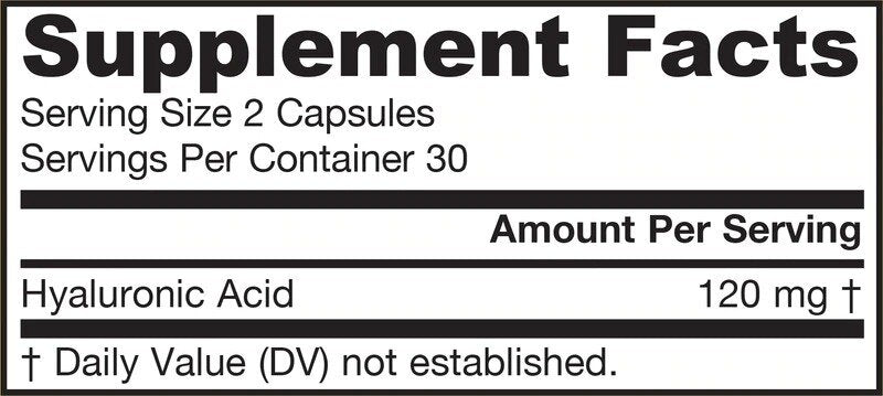 Acide hyaluronique 120 mg - Acide hyaluronique 60 capsules