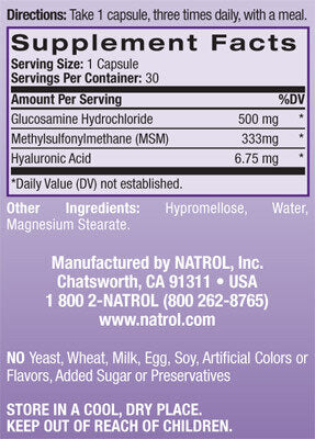 Caps Hyaluronic Acid MSM Glucosamine 90.