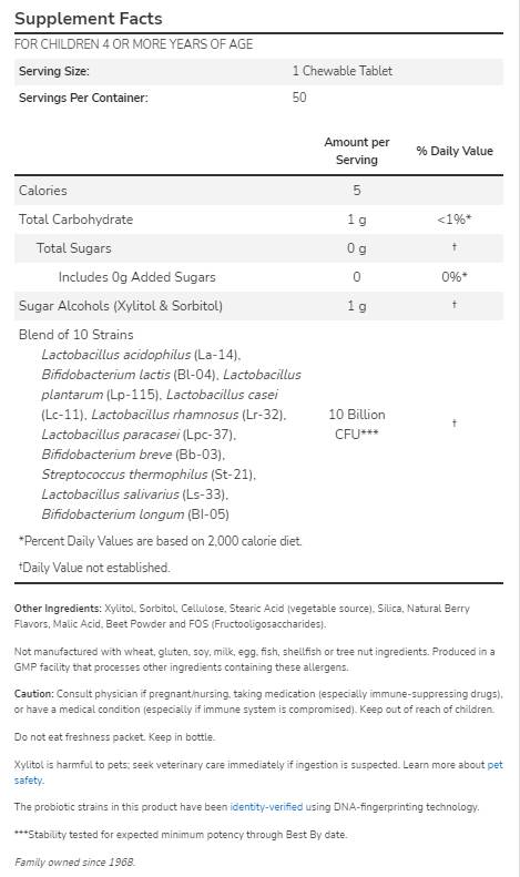 Berrydophilus 10 milliards | Extra Strength - 50 comprimés à croquer