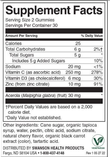 Gummies de boost immunitaire avec acerola, zinc et vitamine C & D | Cherry - 60 comprimés à croquer