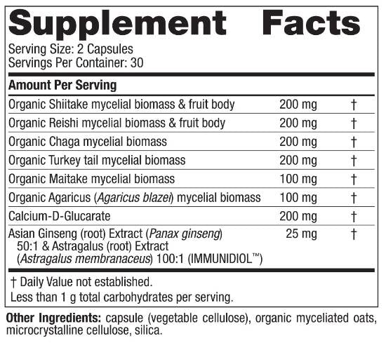 Complexe de champignons immunitaires - 60 capsules