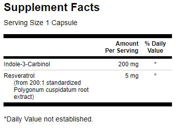 Indole-3-carbinol avec resvératrol 200 mg - 60 capsules