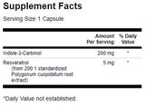 Indole-3-carbinol avec resvératrol 200 mg - 60 capsules